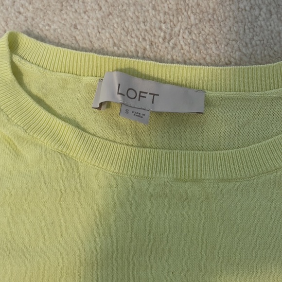 Bright lime/yellow light knit long sleeve Loft sweater Sz S - Picture 2 of 3